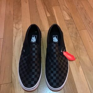 Vans slip-ons black on black checkerboard  size 14 Mens